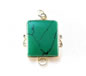 Green Turquoise Rectangle Sterling Silver Pendant 1
